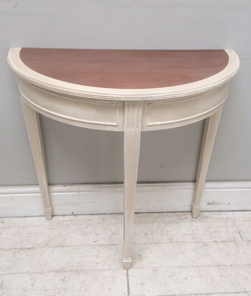 half moon painted console table